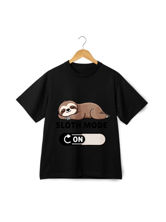 Sloth Mode ON Graphic T-Shirt-Cute Lazy Sloth Unisex Casual Tee