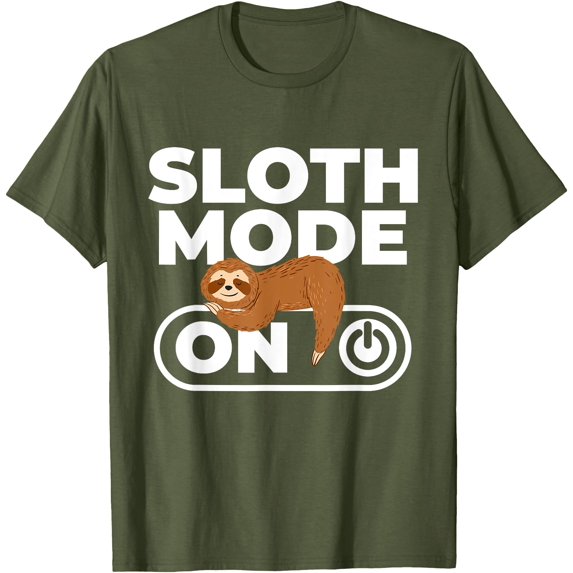 Sloth Mode on Sleeping Sloth Animal Nature Lover Zookeeper Unisex T-Shirt for Men Women Kids Toddler,Military Green Color,Size YM