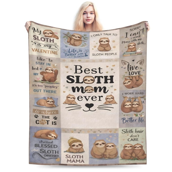 Sloth Mom Blanket Gift Cute Sloth Pattern Throw Blanket Cozy Soft Home Decor Gift for Sloth Lovers Animal Lovers 50x40