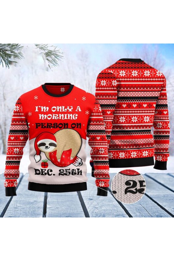 Sloth Morning 3D Christmas Sweater, Christmas Sweater, 3D Sweater, Funny Xmas Sweaters