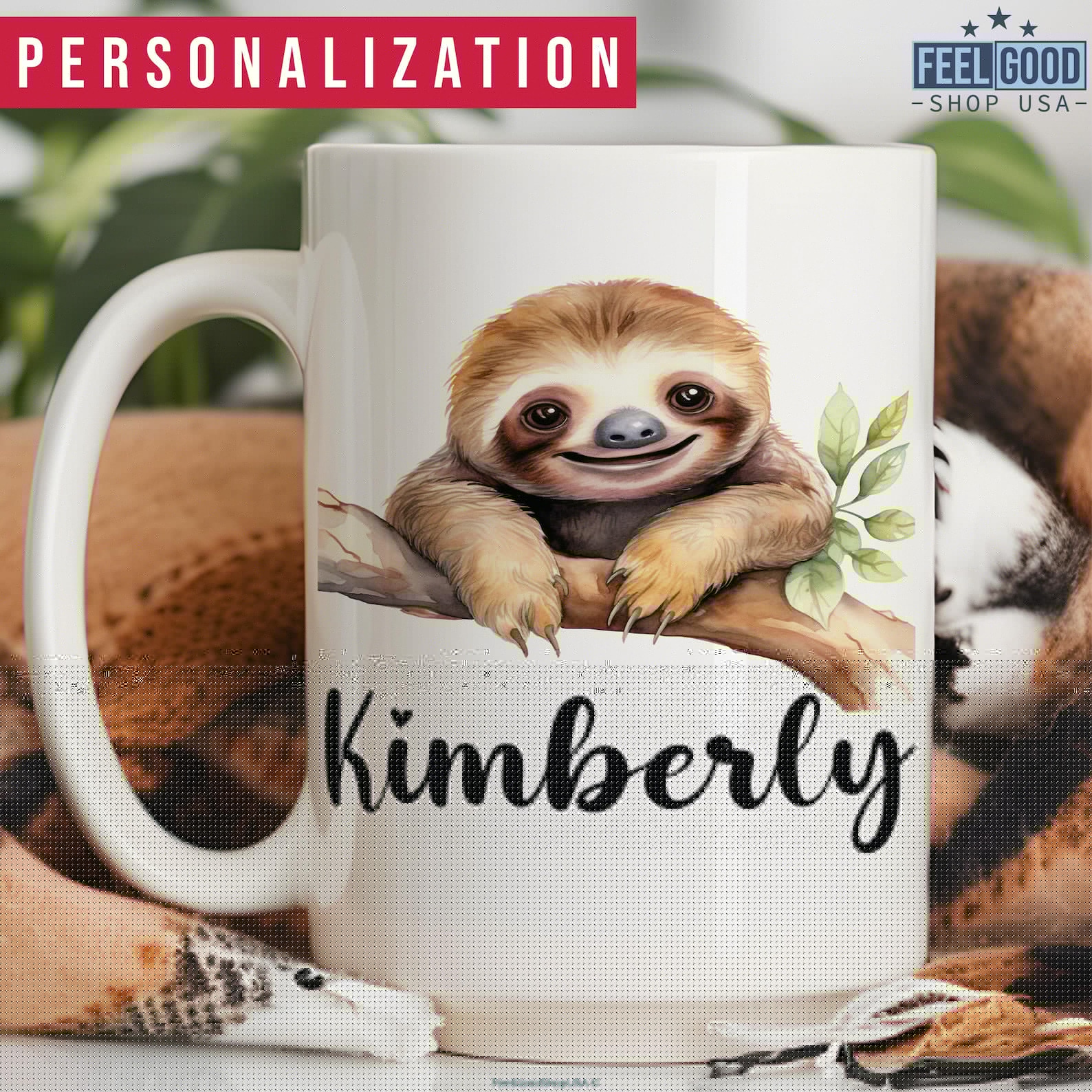 Sloth Mug Personalized Sloth Gift, Custom Sloth Cup With Name, Sloth Name Mug, Sloth Coffee Mug, Sloth Coffee Cup, Sloth Gift For Women, Ceramic Mug 11Oz