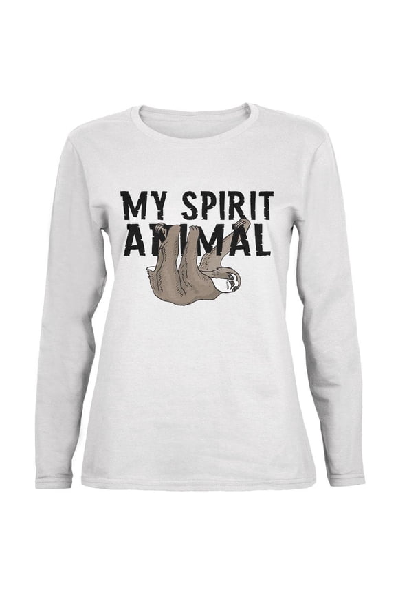 Sloth My Spirit Animal Ladies' Relaxed Jersey Long-Sleeve Tee White MD