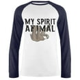 thumbnail image 1 of Sloth My Spirit Animal Mens Long Sleeve Raglan T Shirt White-Navy SM, 1 of 1