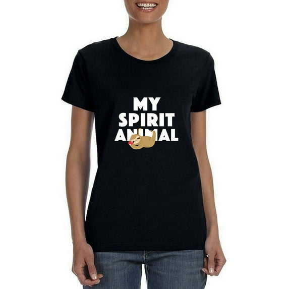 Sloth My Spirit Animal True Laziness Fashion Women Black Funny T-Shirt, Female XX-Large