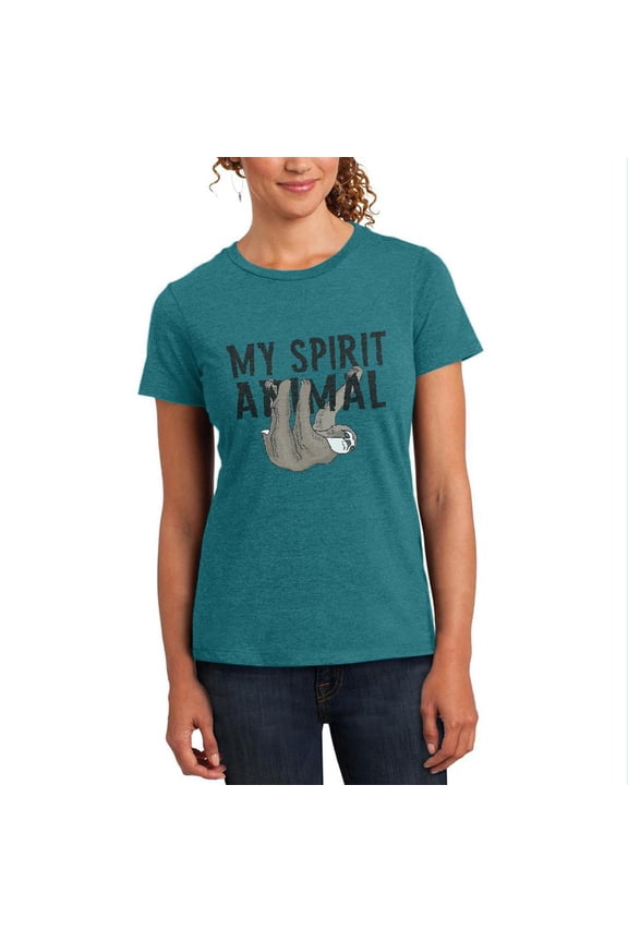 Sloth My Spirit Animal Womens Soft Heather T Shirt Heathered Teal SM