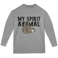 thumbnail image 1 of Sloth My Spirit Animal Youth Long Sleeve T Shirt Heather Grey YLG, 1 of 1