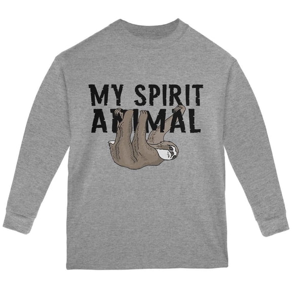 Sloth My Spirit Animal Youth Long Sleeve T Shirt Heather Grey YLG