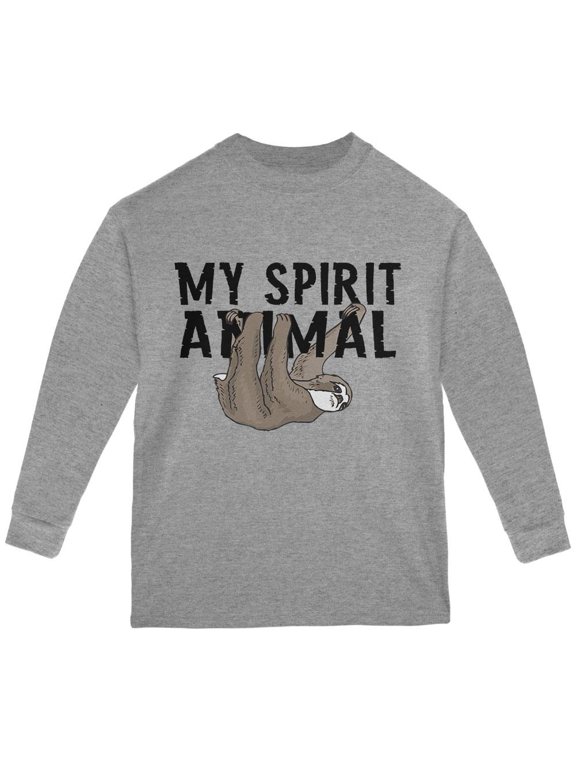 Sloth My Spirit Animal Youth Long Sleeve T Shirt Heather Grey YLG