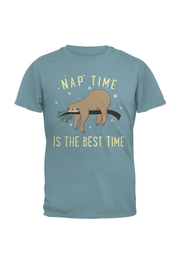 Sloth Nap Time Is The Best Mens T Shirt Seafoam SM