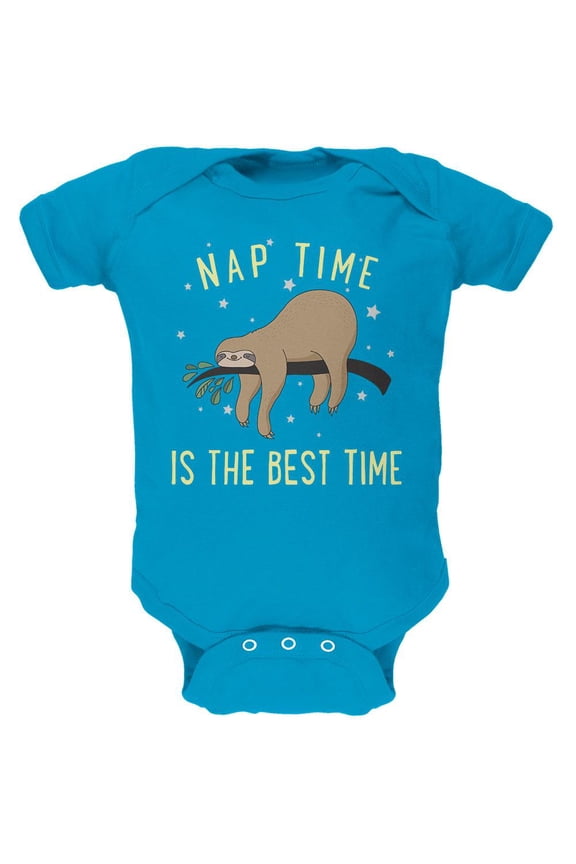 Sloth Nap Time Is The Best Soft Baby One Piece Turquoise 0-3 M