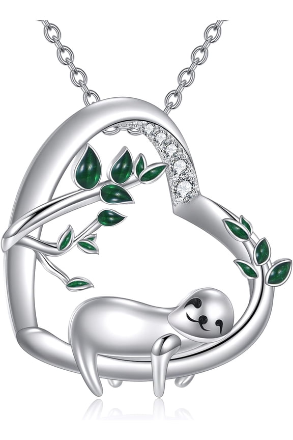 Sloth Necklace Sterling Silver Heart Sloth Pendants Jewelry Gifts for Women