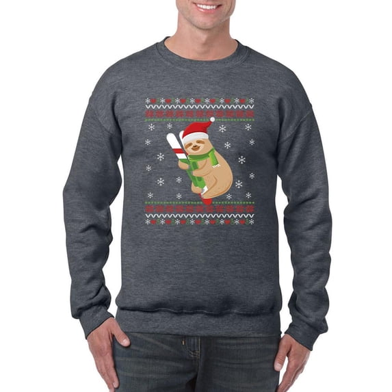 Sloth On A Candy Cane Sweatshirt Men -Smartprints Designs, Male 4X-Large
