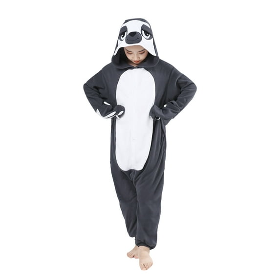 Sloth Onesie Pajama Kids Unisex Animal Costumes Polyester One-Piece Sleepwear for Boys and Girls 6-8Years