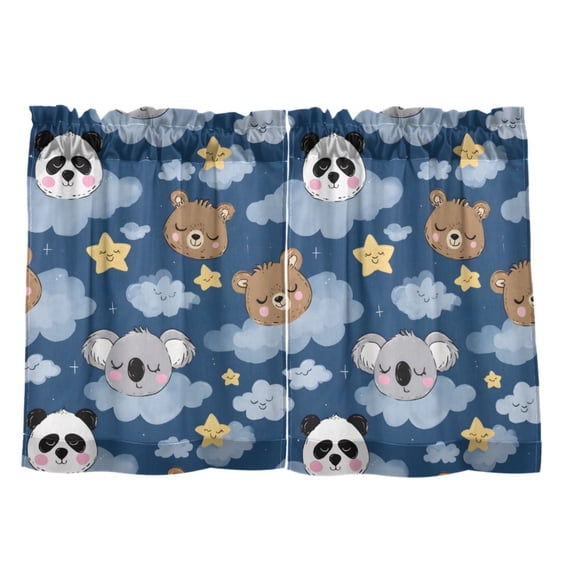 Sloth Panda Pattern Tier Curtain Set of 2 Kitchen Curtains 27x24 Inch Privacy Semi Sheer