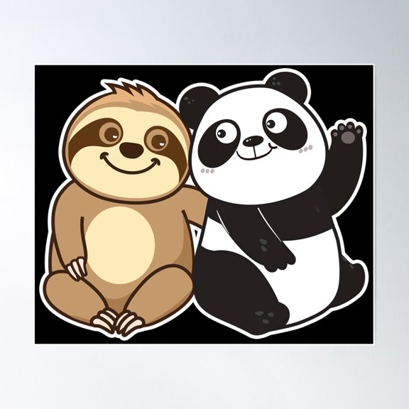 Sloth Panda Poster Wall Art, Modern Wall Decor For Living Room Bedroom, 16x24 UNFRAMED