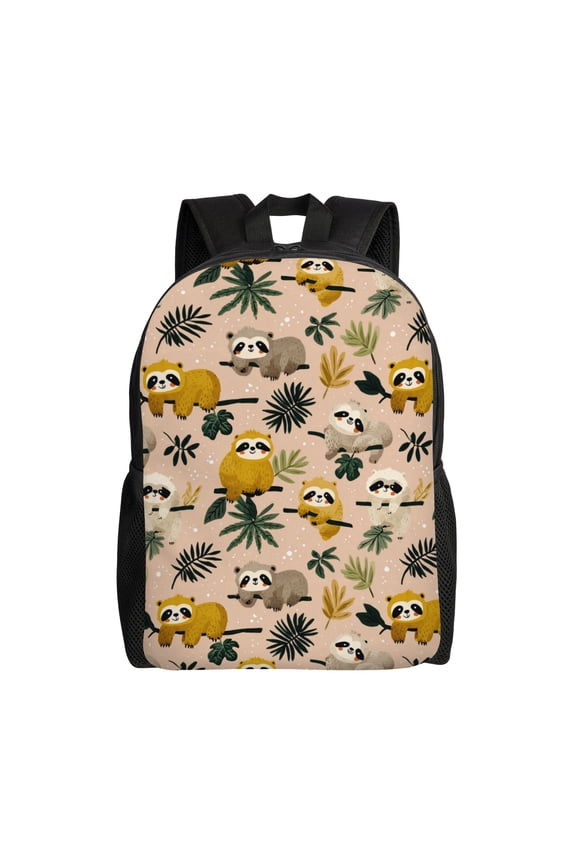 Sloth Pattern Backpack with 15 Inch Laptop Compartment,Water-Resistant Daypack, Large Capacity Backpack with Adjustable Breathable Shoulder Straps for Daily Use Travel Gym