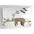thumbnail image 1 of Sloth Pillow Sham Arboreal Mammal Sleeping on Branch in Forest Lazy Mood Resting Relaxing Theme, Decorative Standard Queen Size Printed Pillowcase, 30 X 20 Inches, Grey Green Brown, by Ambesonne, 1 of 2