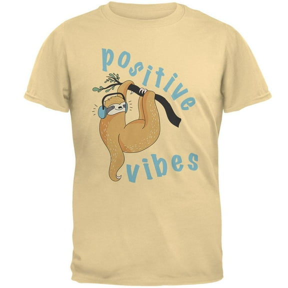 Sloth Positive Good Vibes Mens T Shirt Yellow Haze 3X-LG