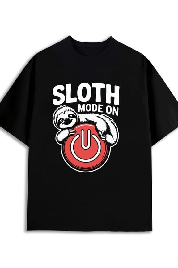 Sloth Power Tee for men 180G Cotton black Unique Design Unisex Shirt Graphic tshirts Trendy Unisex Shirt Graphic tshirts Funny Unisex Shirt Crewneck tshirts