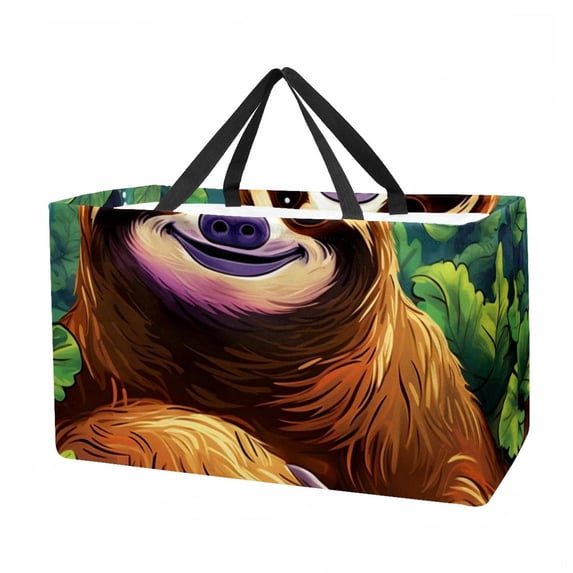 Sloth Premium Oxford Cloth Reusable Foldable Shopping Bag – Large Capacity for Picnic Baskets, Toy Baskets, and Shopping Baskets