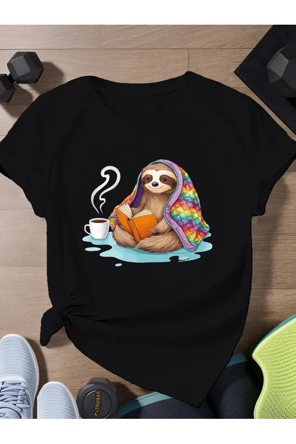 Sloth Rainbow Quilt Animal Graphic Fashion Apparel Unisex T-Shirt ,up to size 5XL