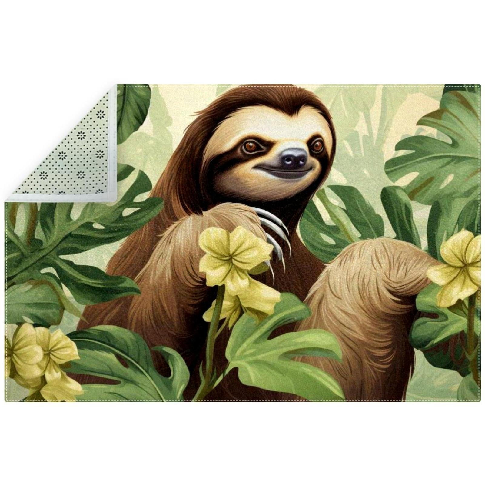 Sloth Rectangular Polyester Office Rug for Home and Commercial Use ...