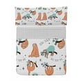thumbnail image 1 of Sloth Reversible Bedspread Set, Pattern Hand Drawn Sloths on Branches Laziness Mood Words Fun, Pillow Shams & Comforter Microfiber Bedding Set, 3 Sizes, Pale Blue Orange Black, by Ambesonne, 1 of 4
