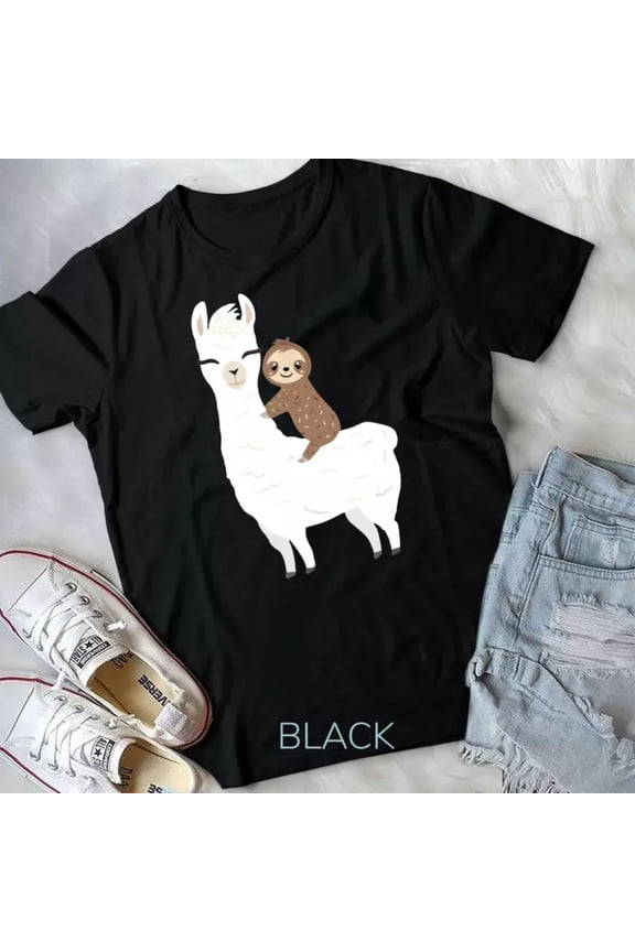 Sloth Riding Llama Funny Unisex T-Shirt Unisex S-5XL Hot Trending Shirt, Vintage Birthday Gift