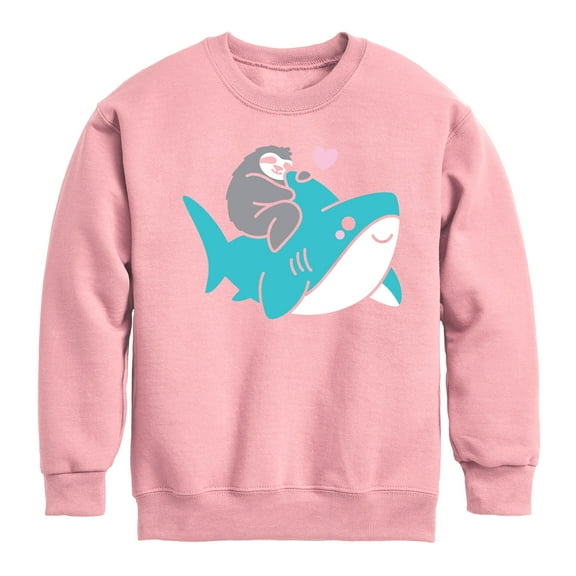 Sloth Riding Shark - Kids Crew Fleece