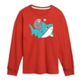 thumbnail image 1 of Sloth Riding Shark  - Kids Long Sleeve Tee, 1 of 5