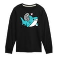 thumbnail image 1 of Sloth Riding Shark  - Kids Long Sleeve Tee, 1 of 5
