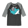 thumbnail image 1 of Sloth Riding Shark  - Kids Raglan, 1 of 1
