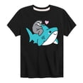 thumbnail image 1 of Sloth Riding Shark  - Youth Short Sleeve Tee, 1 of 5