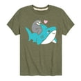 thumbnail image 1 of Sloth Riding Shark  - Youth Short Sleeve Tee, 1 of 5