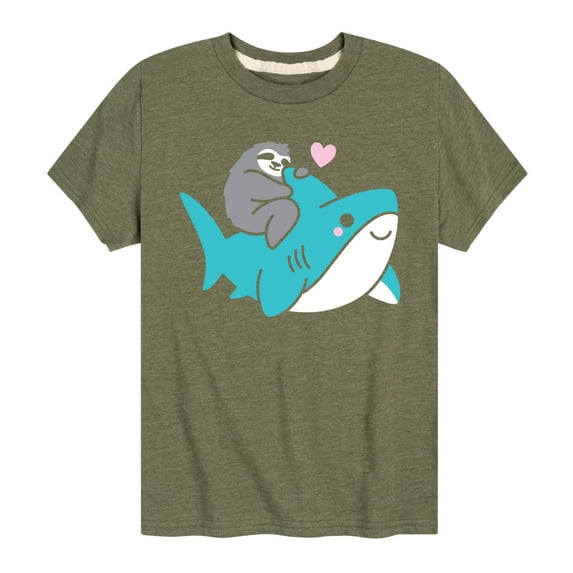 Sloth Riding Shark - Youth Short Sleeve Tee