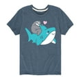thumbnail image 1 of Sloth Riding Shark  - Youth Short Sleeve Tee, 1 of 5
