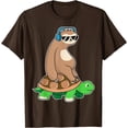 thumbnail image 1 of Sloth Riding Turtle Lazy Animals Gift Chill Unisex T-Shirt for Men Women Kids Toddler,Dark Chocolate Color,Size 3XL, 1 of 5