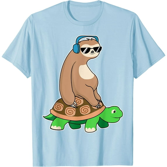 Sloth Riding Turtle Lazy Animals Gift Chill Unisex T-Shirt for Men Women Kids Toddler
