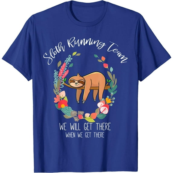 Sloth Running Team Flower Funny Gifts Unisex T-Shirt for Men Women Kids Toddler,Royal Blue Color,Size M