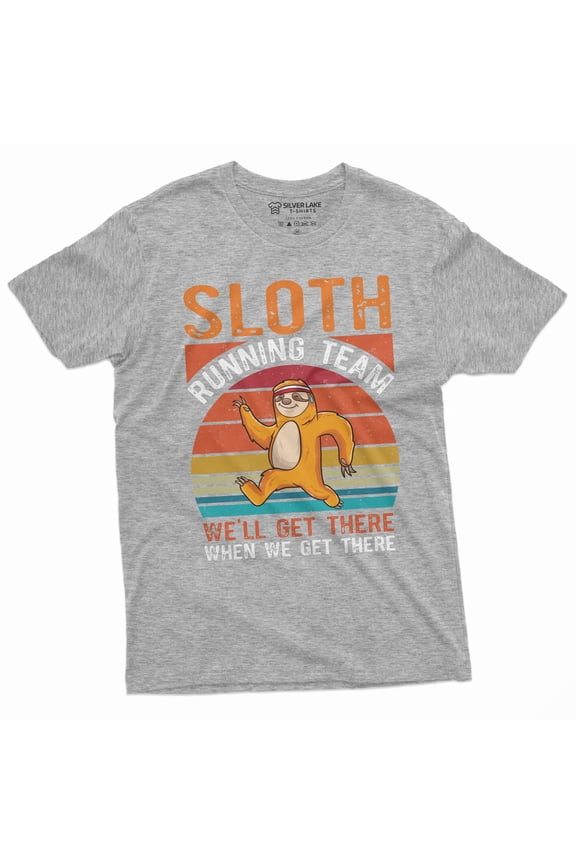 Sloth Running Team Funny Tee Shirt Running Runner Jogging Marathon Tee (Small Grey)