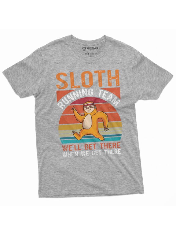 Sloth Running Team Funny Tee Shirt Running Runner Jogging Marathon Tee (Small Grey)