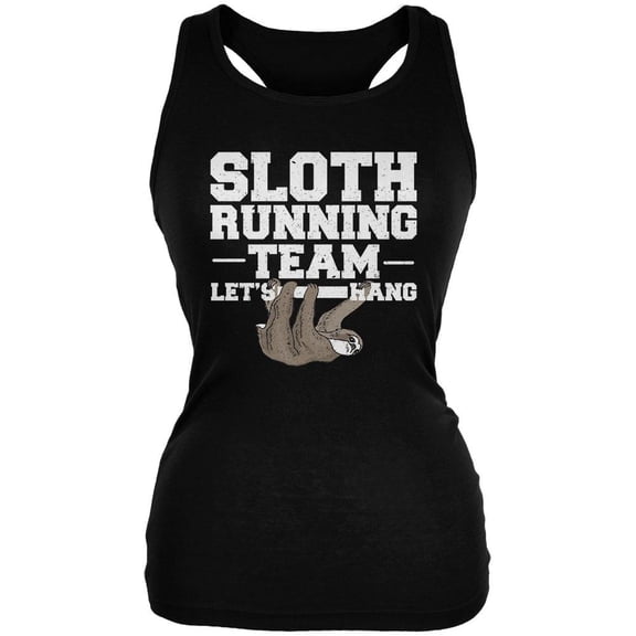 Sloth Running Team Just Hang Juniors Soft Tank Top Black SM