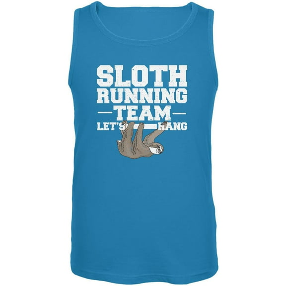Sloth Running Team Just Hang Mens Tank Top Turquoise MD