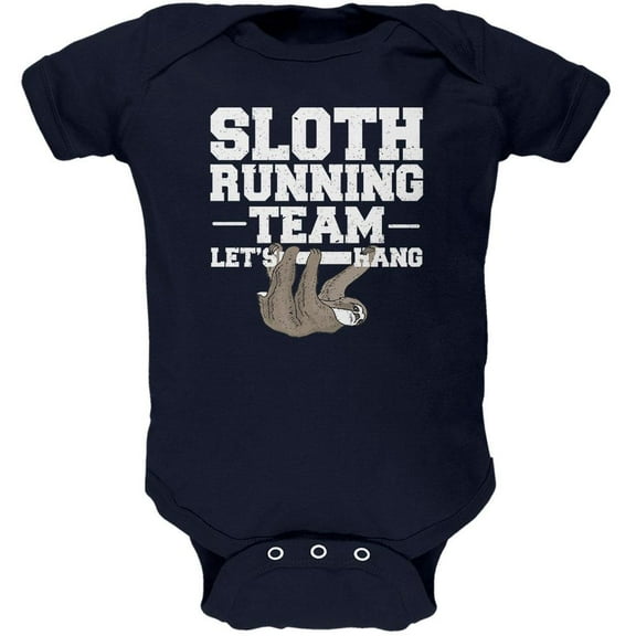 Sloth Running Team Just Hang Soft Baby One Piece Navy 3-6 M