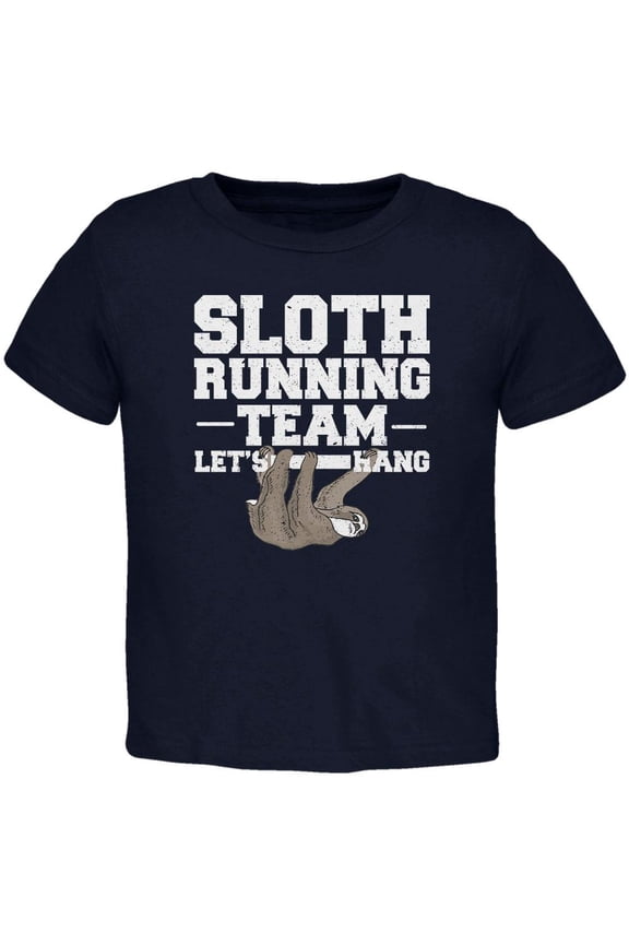 Sloth Running Team Just Hang Toddler T Shirt Navy 2T