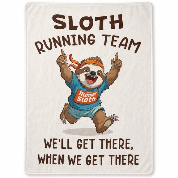 Sloth Running Team Sherpa Blanket, Funny Runner Gift Throw