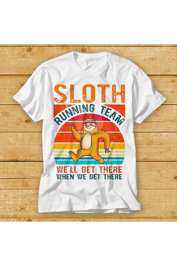 Sloth Running Team Sport Gym Activity Funny Pet Lovers T-Shirt Cool Gift Top Tee Fashion Style Design Limited Edition
