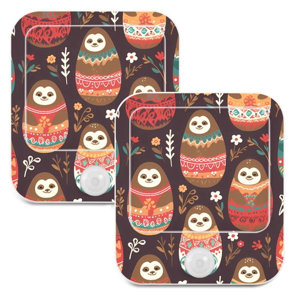 Sloth Russian Dolls Leaves Night Lights Plug into Wall LED with Auto Light Sensor Warm Light for Kids Hallway Bedroom Living Room Kitchen Bathroom Set of 2