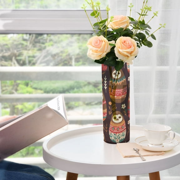 Sloth Russian Dolls Leaves Vases for Flowers Modern Decorative Vase Home Decor for Bedroom Kitchen Living Room Centerpieces