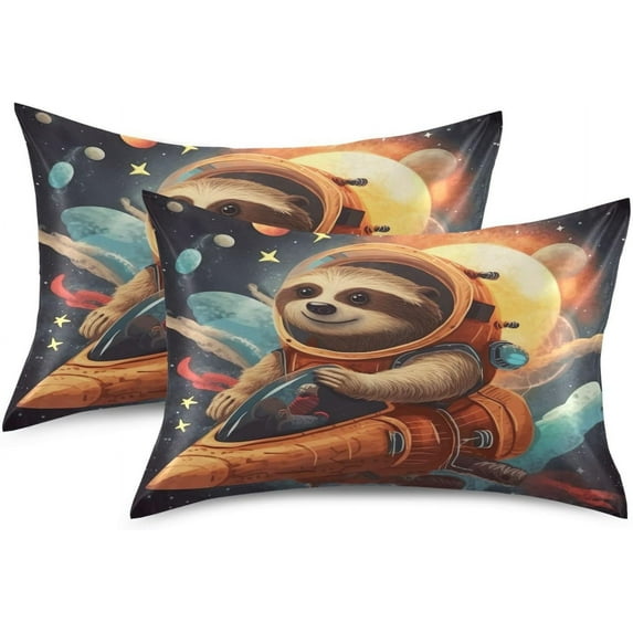 Sloth Satin Pillowcase for Hair and Skin Silk Pillowcase Soft Breathable Sleeping Pillow Covers Smooth Cooling Pillowcase with Envelope Closure Size Standard 20x30 in Home Decor Gifts